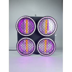 China Moving Head Light Manufacturers Retro 4 eyes Blinder RGB LED Beads on sale
