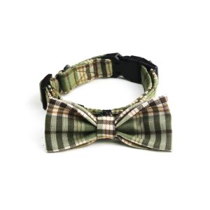 China 1.5cm 0.59 Inch Comfortable Bow Tie Ribbon Dog Collars With Nameplate Korea Style on sale