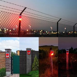 Motion Sensor Solar Alarm Red Lamp Warning Sound Light Waterproof for Garden