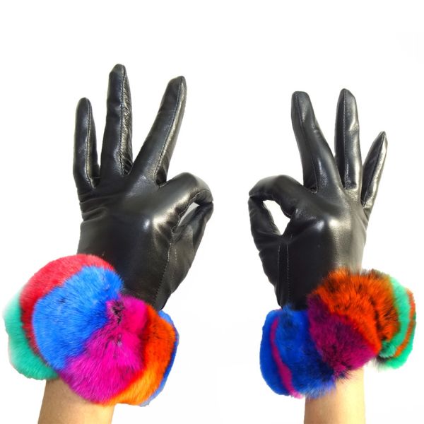 Quality Fashion Lamb Fur Genuine Womens Soft Leather Gloves With Custom Size wholesale
