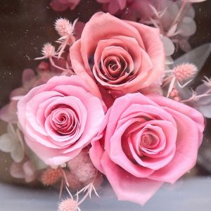 Home Decorative Preserved Rose Gift Box Photo Frame With Bright Color