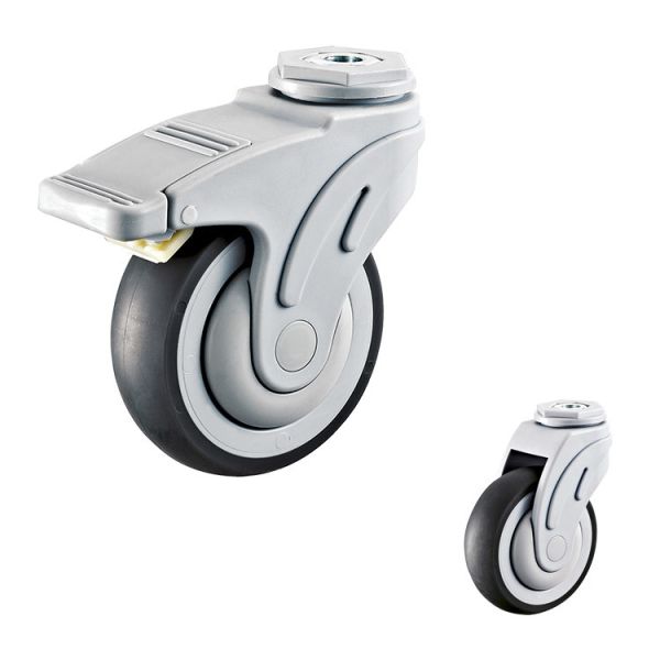 Quality 264lbs Medical Casters 4 Inch Supplys 101x32mm Soft TPR Hospital Wheels Swivel Type Lockable Bolt Hole wholesale