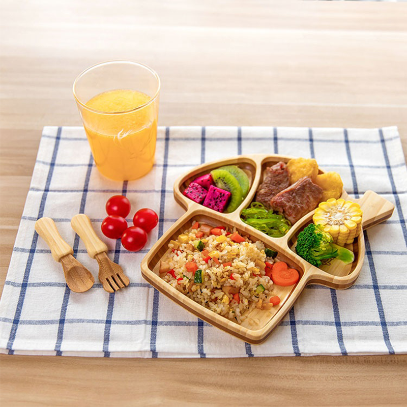 Supply Eco-Friendly Bamboo Baby Plate Modern Style Mushroom Shape with Silicone Base