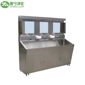 China Rust-proof Hand Washing Surgical Scrub Sink Stainless Steel Material with Sensor Faucet for Hospital on sale