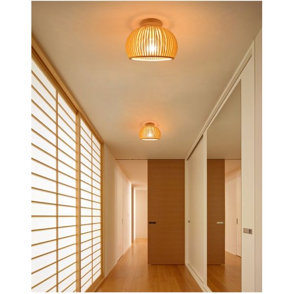Modern Wood Birdcage E27 Ceiling Lights Nordic Home Deco Bamboo Weaving Wooden Ceiling Lamp(WH-WA-53)