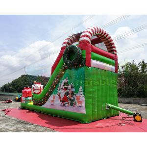 Santa Claus Commercial Inflatable Slide Christmas Bouncy Castle For Public