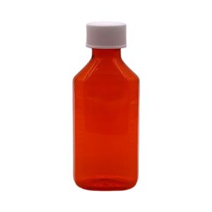 100cc PET Amber/Orange Maple Cough Syrup Oral Liquid Bottle with CRC Cap and Heat Seal