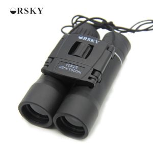 High Definition 10x25 Compact Binoculars / 10.5mm Eye Relief Fold Up Binoculars