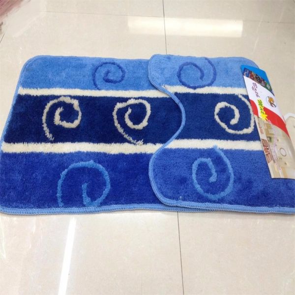 Shaggy pattern polyester toilet mat set for bath