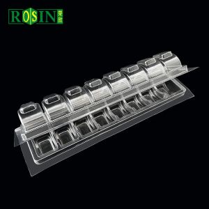 Customized 8 Cavity Macaron Tray Packaging Rectangular Hinged Bottom