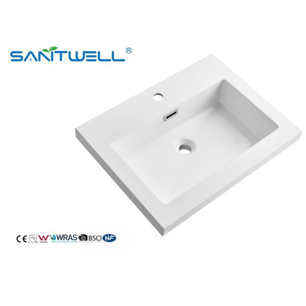 Small Size SWF604 Modern Style Semi- Counter Basins Thick Edge Glossy White