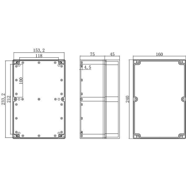 240x160x120mm Waterproof Plastic Enclosure Box For Enquipment