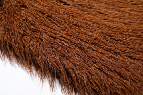 Quality Brown Acrylic Mongolian Curly Sheep Faux Fur Fabric , Mixed Mongolian Fur By The Yard wholesale
