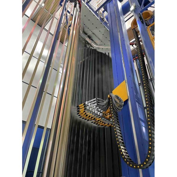 Quality "V" type Booth Customized Voltage Vertical Electricstatic Spraying Powder Coating line of Aluminium Profiles wholesale