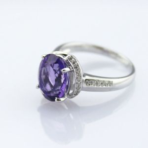 White Gold Plated 9mmX11mm Pink Cubic Zirconia Silver Ring(F45)