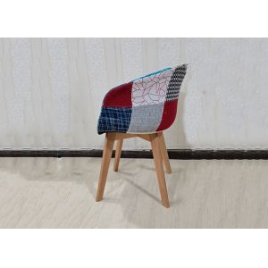 China Patchwork Design Fabric Covered Dining Chairs With Beech Leg on sale