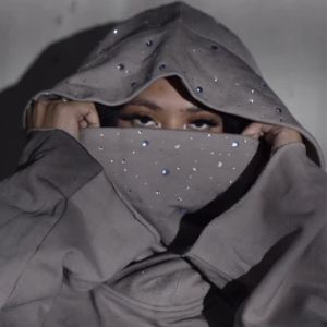 Custom Rhinestone Sweat Suit Pullover Distressed Masked Embroidered Patch