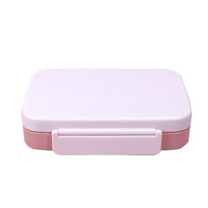 Leak Proof PP Rectangular Bento Lunch Box With Lid Dishwasher Safe Light Pink