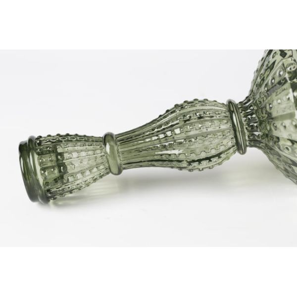 Green Color Glass Candle Holder Taper Candlestick Machine Made