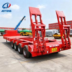 Cheap Two, Three, Four Axle Gooseneck Flatbed Semi Truck with Low Deck, Lowboy, Loader, or Low Bed Semi Trailer for sale