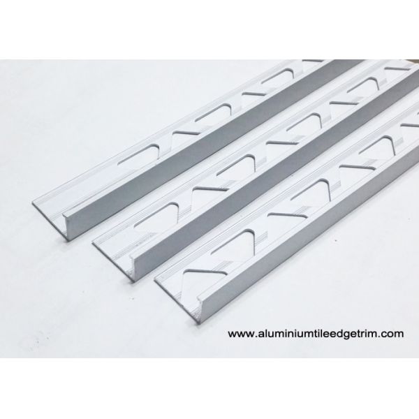 Quality 10mm 3 / 8 In Depth L Angle Aluminium Tile Edge Trim With Matt Silver wholesale