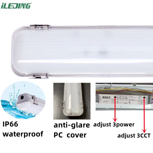 80 Ra Support Dimmer Industrial 8FT Led Vapor Tight High Bay Tri proof 90W 75W 65W Waterproof Light Fixture