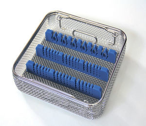 China Welded / Perforated Endoscopes Sterilization Trays , Sterilization Baskets Stainless Steel on sale