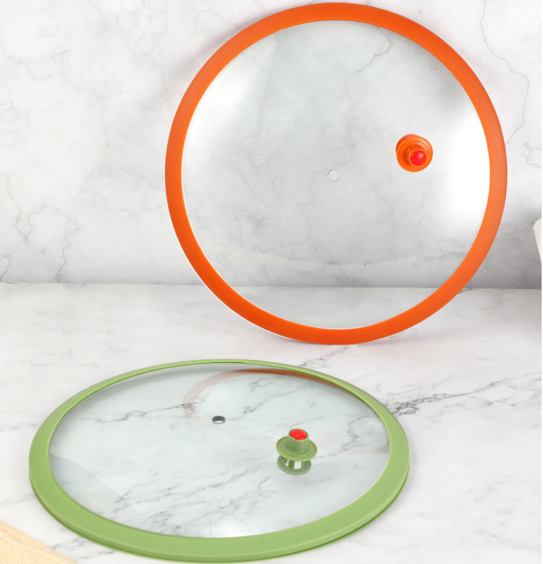 Multipurpose Home Silicone Glass Lid Sustainable Heat Proof Visual Anti-Overflow Pot Lid