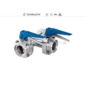 DN50 Thread Three Way Butterfly Valve With Aluminum Actuator For Food Grade