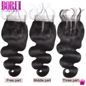 Brazilian Unprocessed Hair Bundles With Closure , 6 * 6 5 * 5 4 * 4 Lace Closure
