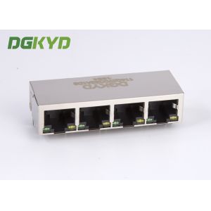 1 x 4 quad port gigabit ethernet magnetics jack RJ45 connector G/Y LED RoHS