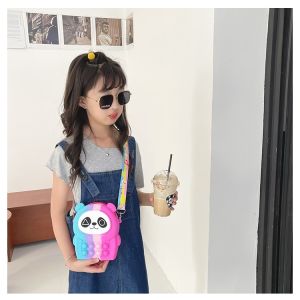 Panda Shaped Silicone Rainbow Pop It Zipper Bag MHC New Toy