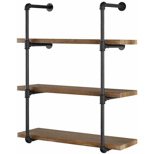 Quality Vintage Retro DIY Open Bookshelf Storage 4 Tier Industrial Wall Iron Pipe Shelf Shelves 3 Layer Shelving Bracket wholesale