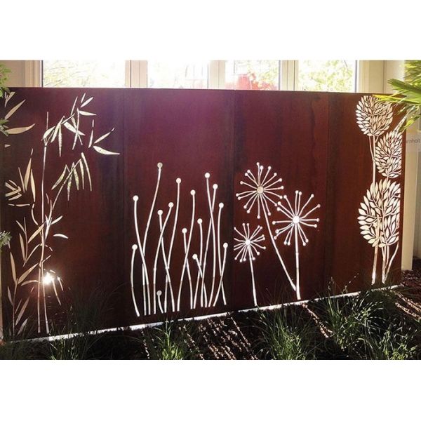 Decorative Garden Laser Cut Corten Steel Panels Dandelion Patterns ISO9001