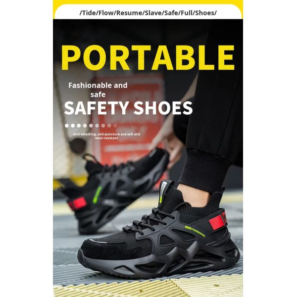 Comfortable And Durable Anti-Smashing EVA Sole Safety Shoes With Flying Knit Upper