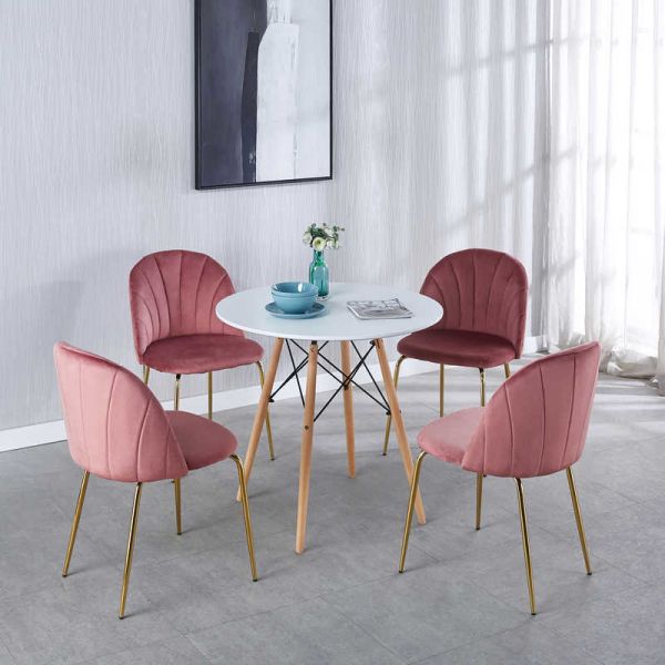 White MDF Round Simple Dining Room Table Dia31.5In H28.74In