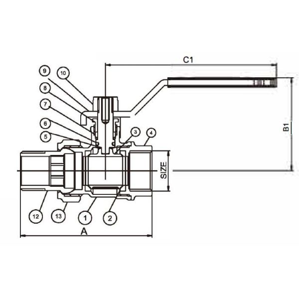 TASAN DN15 25mm Brass Ball Valve For Manifolds Wear Resistance 23J