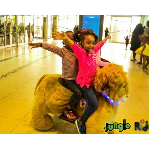 Hansel 2017 electric motorized soft toys coin operated plush ride on furry animal