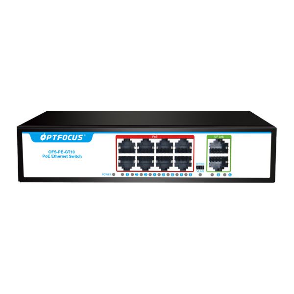 Factory OEM/ODM 10 Ports Optical Fiber Switch 8*1000mbps RJ45 POE Port,UP-Link 2