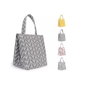 Canvas Fabric Reusable Insulated Lunch Bag With Inner Pocket