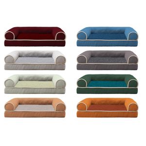 Eggshell Cotton Filling Elegant Grey Pet Sofa Bed With Non Slip Bottom