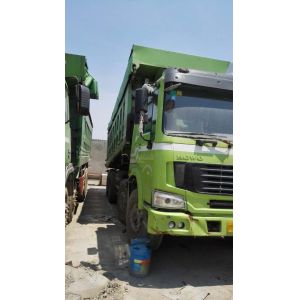 4x8 Drive Wheel Second Hand Dump Truck Howo Green Color Big Bucket Working