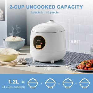 Mini Rice Cooker 2.5 Cups Uncooked, Healthy Ceramic Coating Portable Rice Cooker
