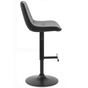 43xD41xH94-116cm Fabric Bar Stools Grey Velvet With Back With Adjustable And