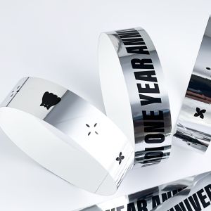 Fashionable Silver Holographic Disposable Soft Paper Bracelet Glitter Style