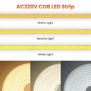 220V 280 LEDs/M COB LED Strip Lights White Warm Neutral White CE RoHS 100m 50m
