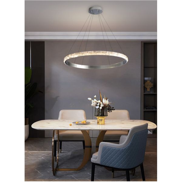Silver Crystal Chandelier For Living Dining Room Luxury Ring Staircase pendant lighting for dining room(WH-CY-192)