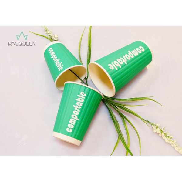 Quality Compostable Hot Beverage Disposable Cups PE / PLA Lining Eco Friendly Printing wholesale