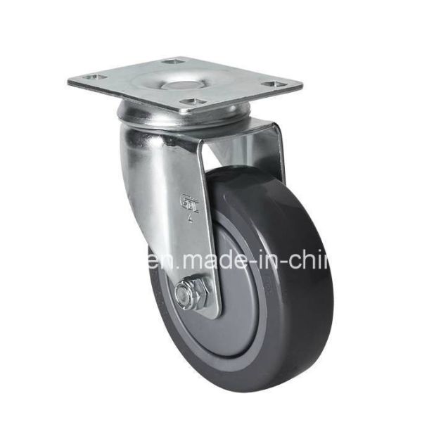 Quality Edl Medium 4" 130kg Plate Swivel PU Caster Z5714-77 for Customization and Zinc Plated wholesale