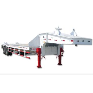 China 75 Tons 17m Lowbed Semi Trailer Truck , Tri - Axle Semi Flatbed Trailers on sale